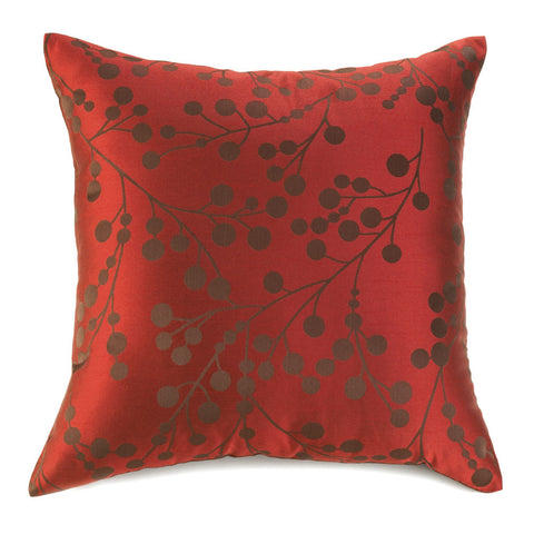 Shimmering Blossoms Red Throw Pillow