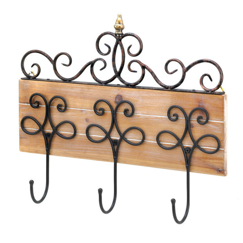 Scrollwork Hooks Wall Plaque