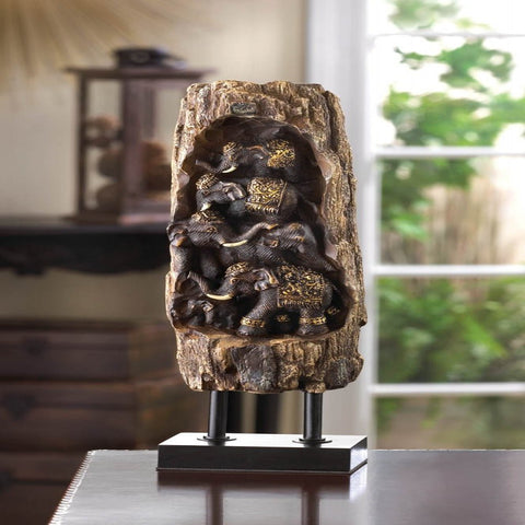 Carved Elephant Totem Decor