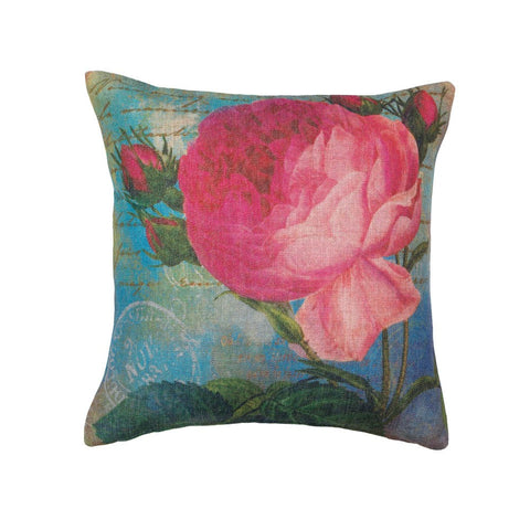 Pink Rose Print Pillow