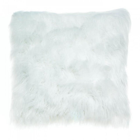 White Fur Throw Pillow