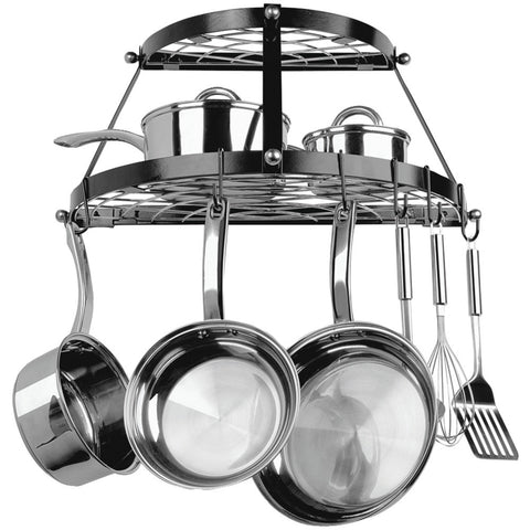 Range Kleen Double Shelf Wall Mount Pot Rack (black)