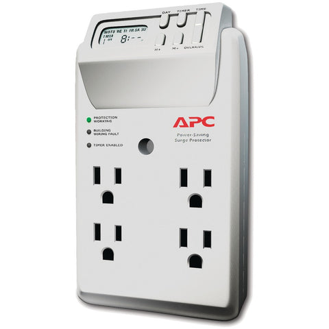 Apc 4-outlet Energy-saving Surge Protector Wall Tap With Lcd Timer