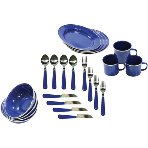 Stansport Enamel Camping 24-piece Tableware Set