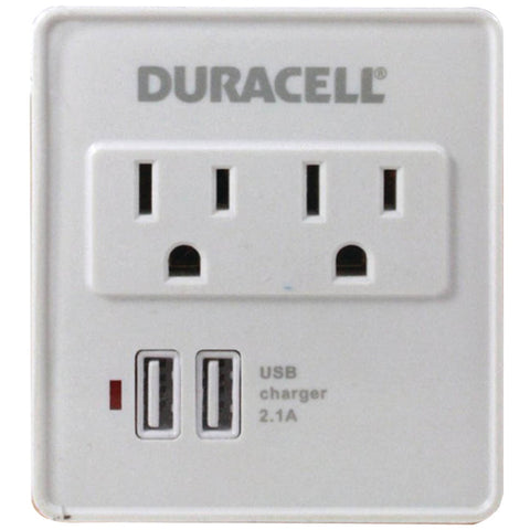 Duracell 2-outlet Surge Protector With 2 Usb Ports (white)