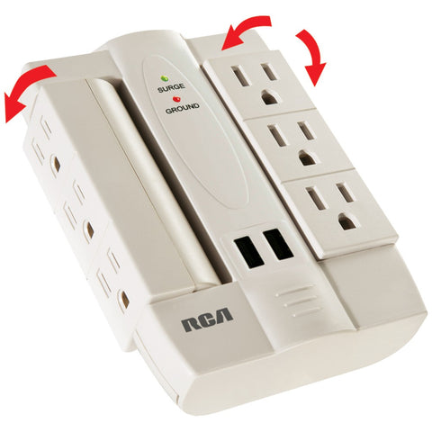 Rca 6-outlet Surge Protector With 2 Usb Ports