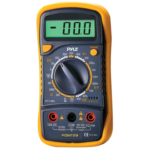 Pyle Digital Lcd Ac Dc Volt Current Resistance & Range Multimeter With Rubber Case & Stand