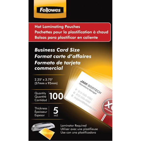 Fellowes Business Card Laminating Pouches 100pk