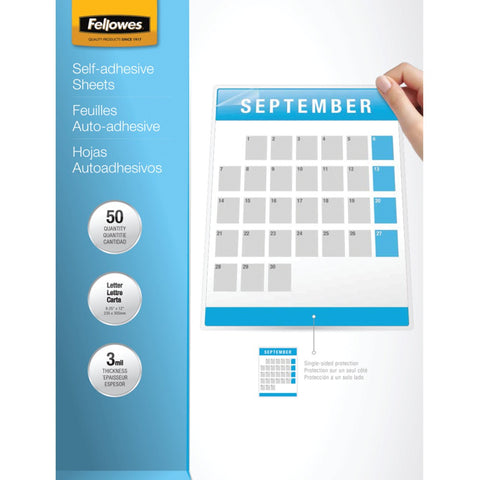 Fellowes 9&#34;x12&#34; Self-adhesive Laminating Sheets 50pk