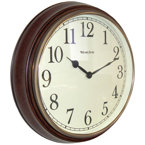 Westclox 15.5&#34; Round Dark Woodgrain Clock