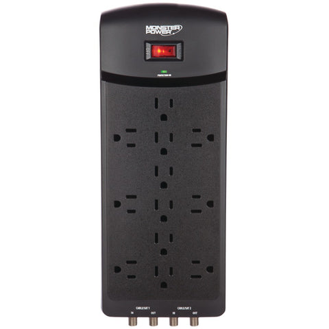 Monster 6-outlet Core Power 600 Usb+av Surge Protector With 2 Usb Ports