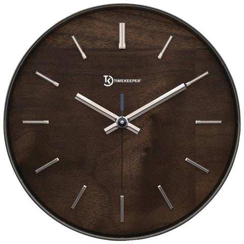 Timekeeper 11&#34; Hastings Walnut Wall Clock With Chrome Accent