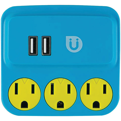 Ge Uber 3-outlet Power Tap With 2 Usb Ports (blue & Yellow)