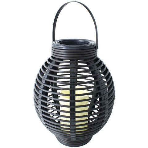 Northpoint 12&#34; Rustic Resin Black Rattan Candle