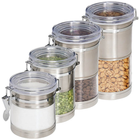 Honey-can-do Stainless Steel & Acrylic Canisters 4 Pk