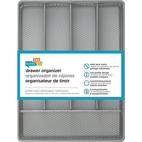 Honey-can-do 5-compartment Steel Mesh Cutlery Tray