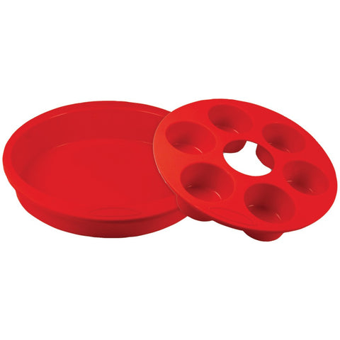 Orka Silicone & Nylon Round Cake Pan With 6-mold Muffin Pan (red)