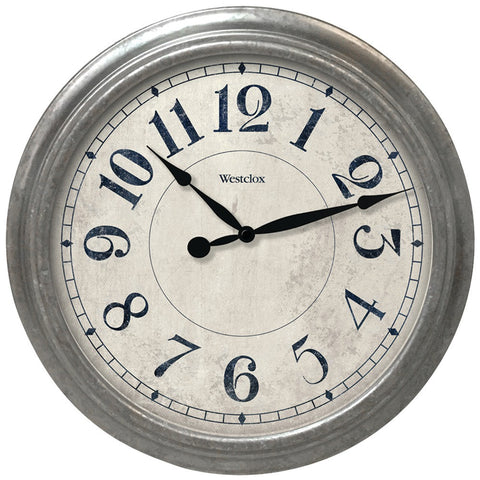 Westclox 15.5&#34; Round Galvanized Finish Gray Wall Clock